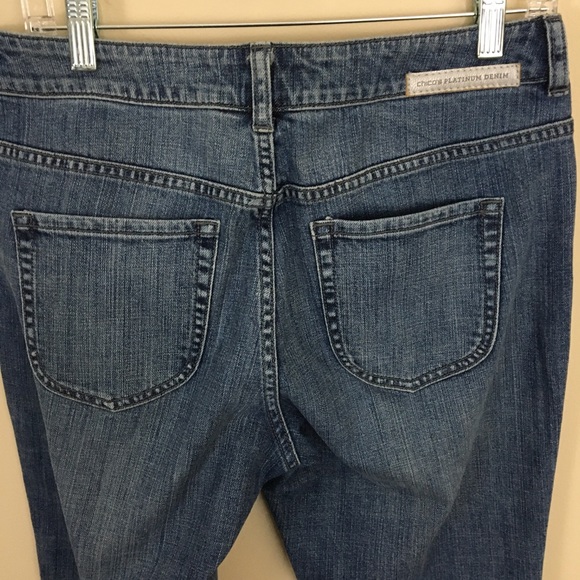 Chicos Jeans Womens Small 0.5/6 Blue Platinum Denim Slim Leg Rhinestone - Picture 5 of 8